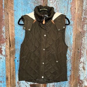 Love Tree Brown Hooded Quilted Puffer Vest Size Small
